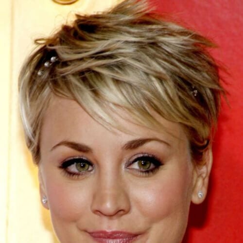 Classic Feathered Pixie hairCut Kaley Cuoco