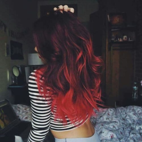 ruby red ombre hair